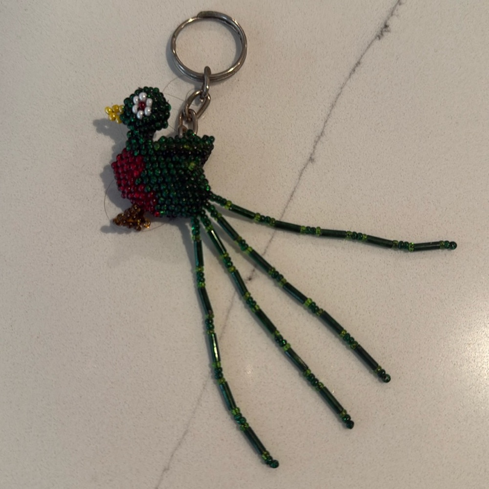 Handmade Beaded Bird Keychain purse dangle
